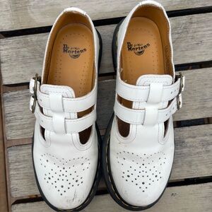 Dr. Martens White Mary Jane Flat Shoes